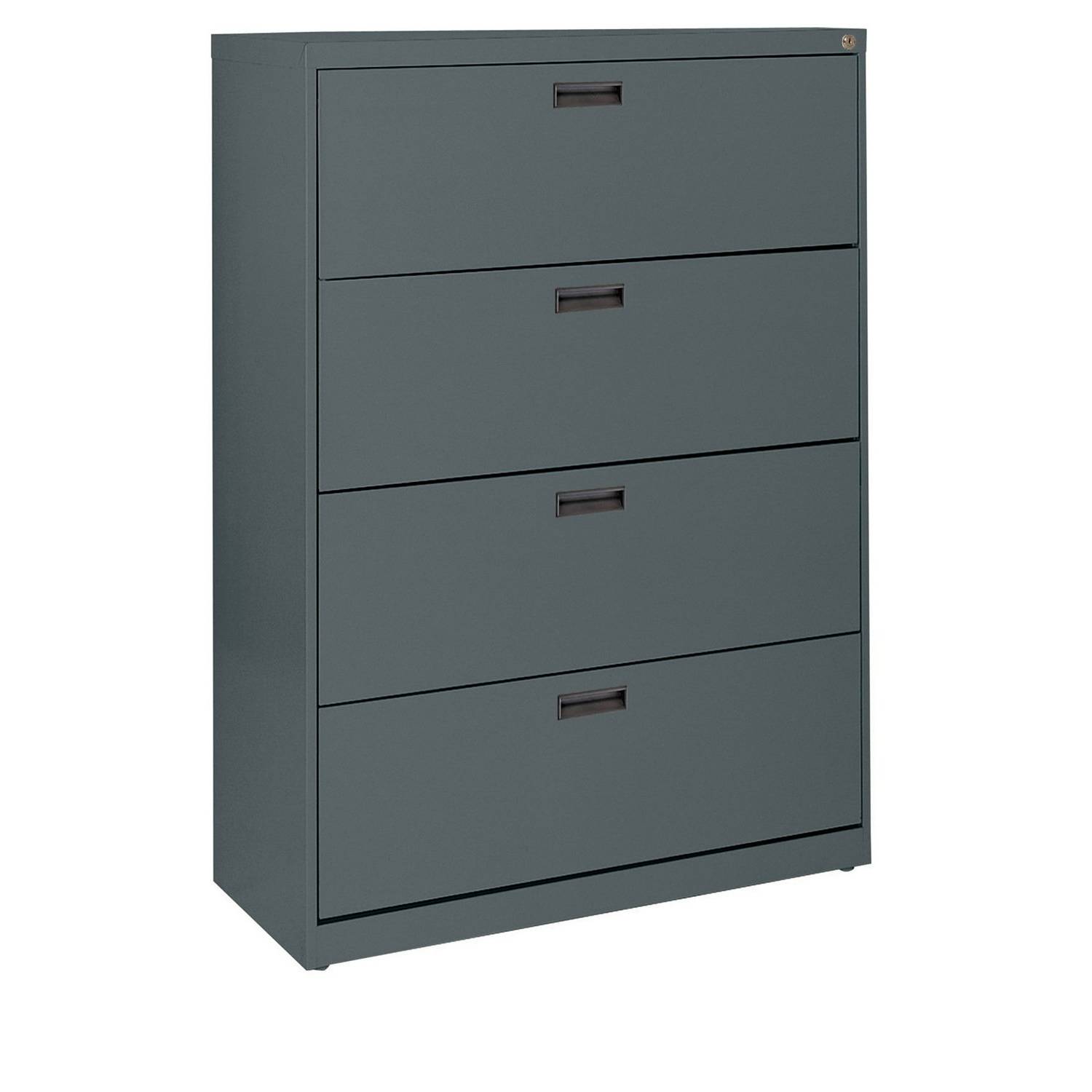 Sandusky 400 Series Charcoal Steel Lateral File Cabinet with Plastic Handle, 30" Width x 53-1/4" Height x 18" Depth, 4 Drawers